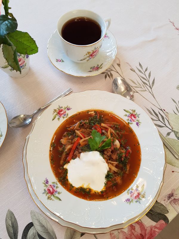 Грибной суп с говяжьим бульоном