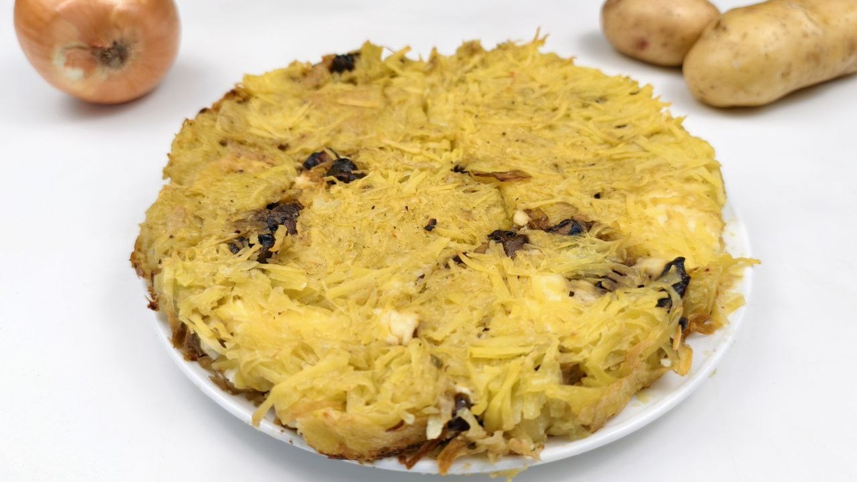 Простой и вкусный картофельный пирог с грибами